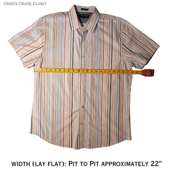 Banana Republic Short-Sleeved Casual Multi-Colored Striped Shirt – Men's Large - Picture 4 of 7